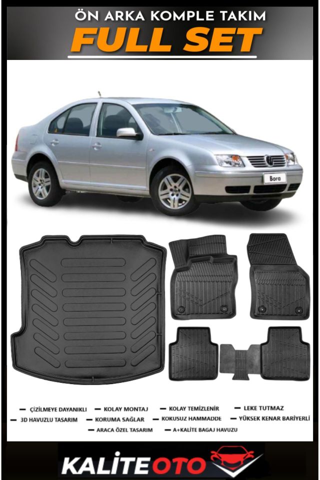 Volkswagen Bora Bagaj Havuzu+4.5D Havuzlu Paspas Seti 2004 Model
