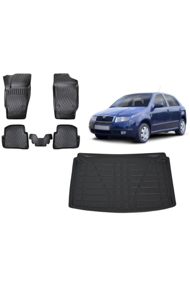 Skoda Fabia 2001 Model Hatchback 3D Bagaj Havuzu+3D Havuzlu Araca Özel Paspas Takımı