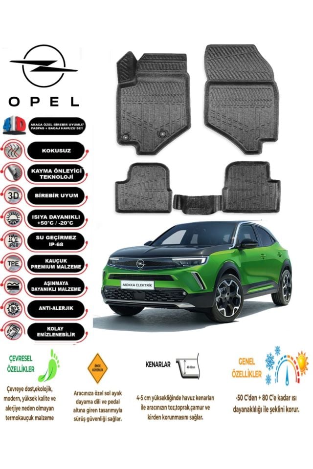 Opel Mokka 2024 Model 4D Araca Özel Havuzlu Paspas Takımı