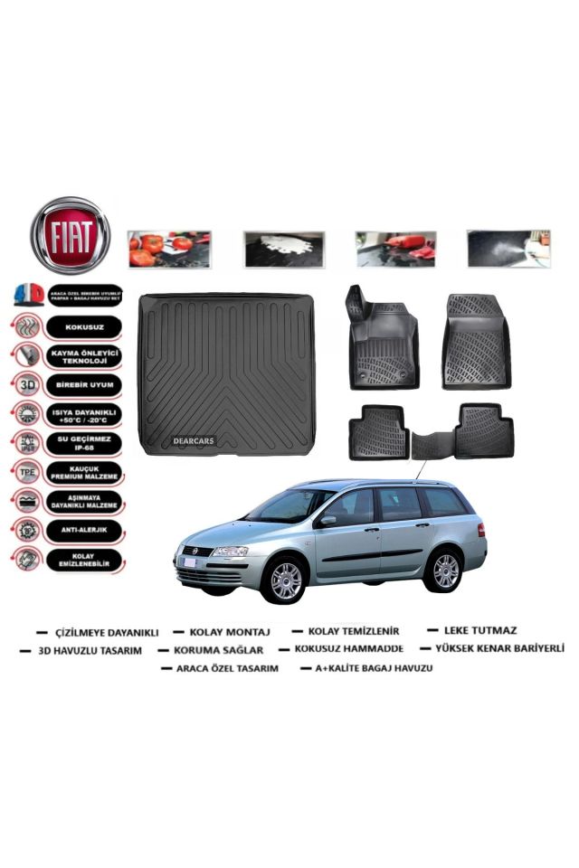 Fiat Stilo Station 2004 Model Bagaj Havuzu Araca Özel Paspas Takımı Prrox