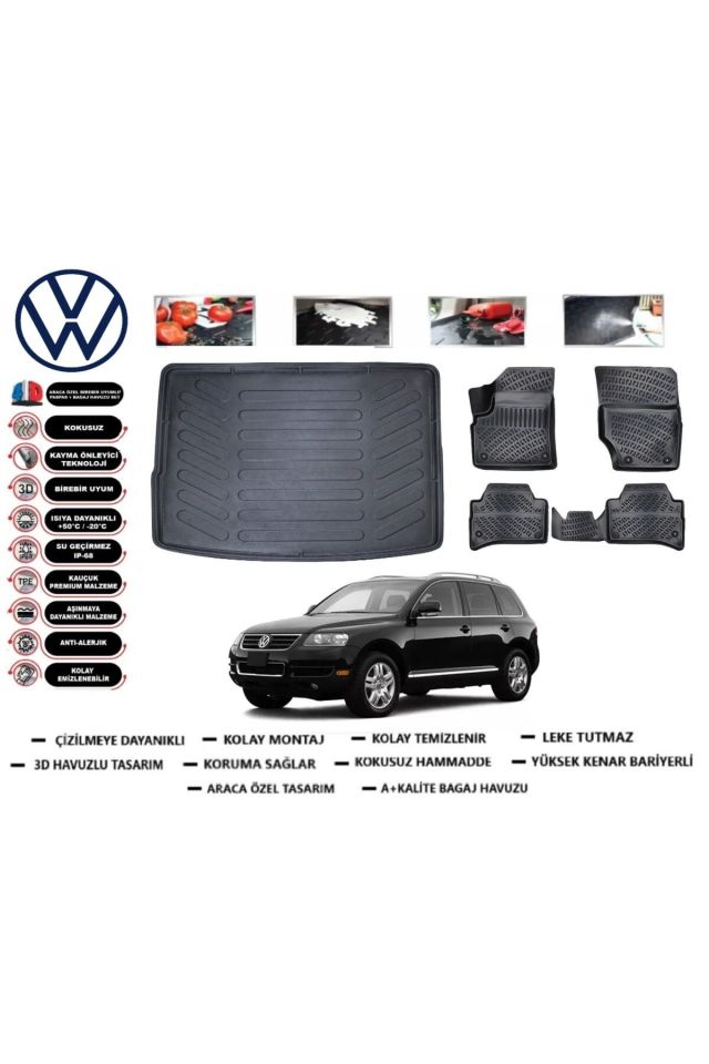 Volkswagen Touareq 2008 Model Bagaj Havuzu Araca Özel Paspas Takımı Prrox