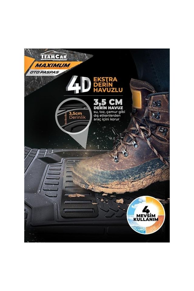 Focus 3 Hb 2011-2014 3d Bagaj Havuzu+3d Maximum Siyah Havuzlu Paspas Gri Kromajlı