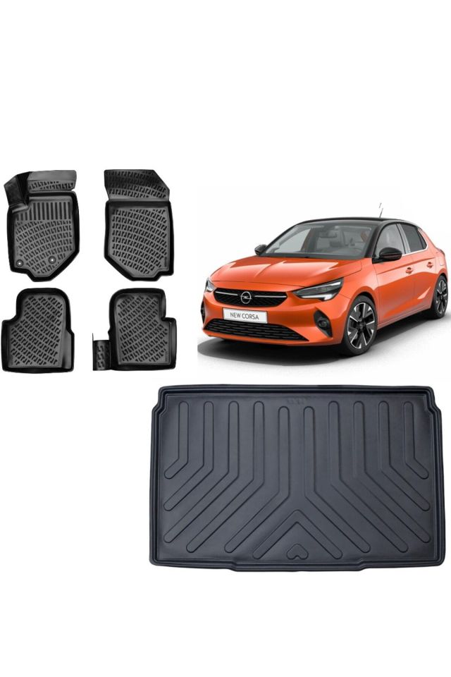 Opel Corsa F 2022 Model 3D Bagaj Havuzu+3D Havuzlu Araca Özel Paspas Takımı