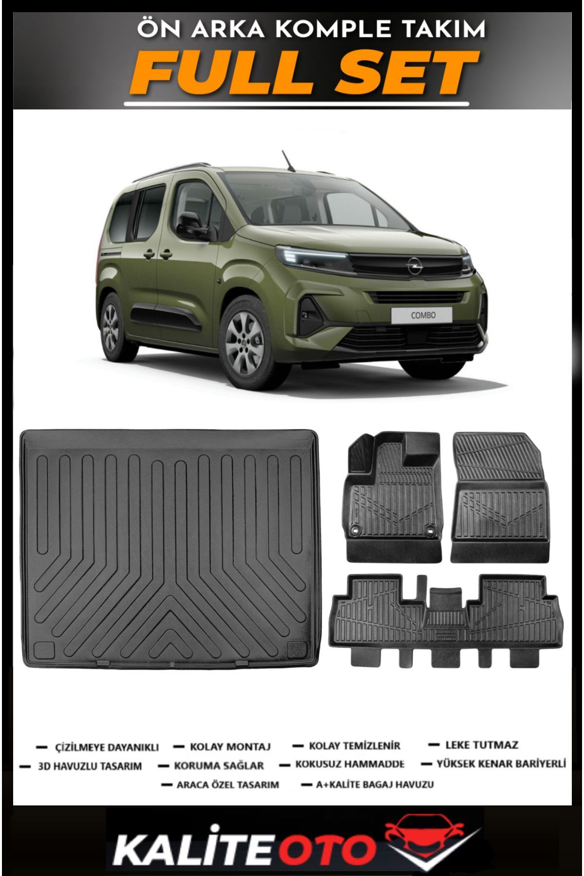 Peugeot Rifter Seperatörlü Bagaj Havuzu+4.5D Havuzlu Paspas Seti 2023 Model
