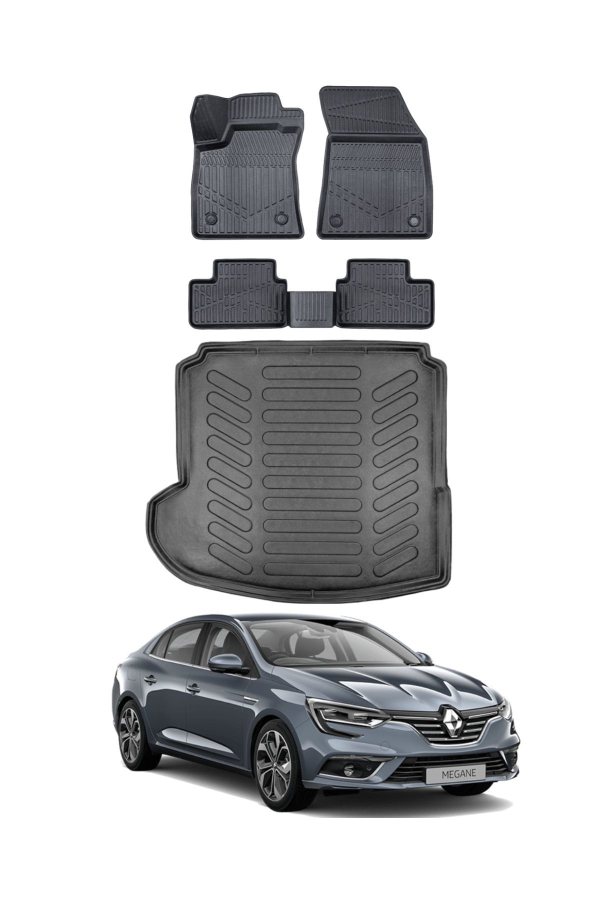 Renault Megane 4 2016 Model Sol Kulak Bagaj Havuzu Araca Özel Siyah Paspas Takımı