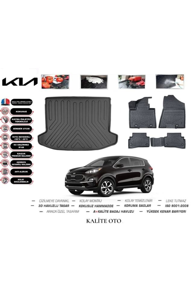 Kia Sportage 2020 Model 3D Bagaj Havuzu+4D Havuzlu Paspas Setii