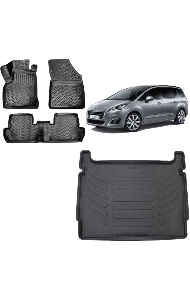 Peugeot 5008 Crossover 2014 Model 3D Bagaj Havuzu+3D Havuzlu Araca Özel Paspas Takımı