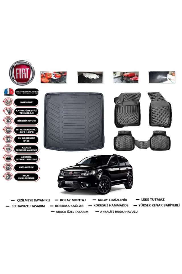 Fiat Freemont 2013 Model Bagaj Havuzu Araca Özel Paspas Takımı Prrox