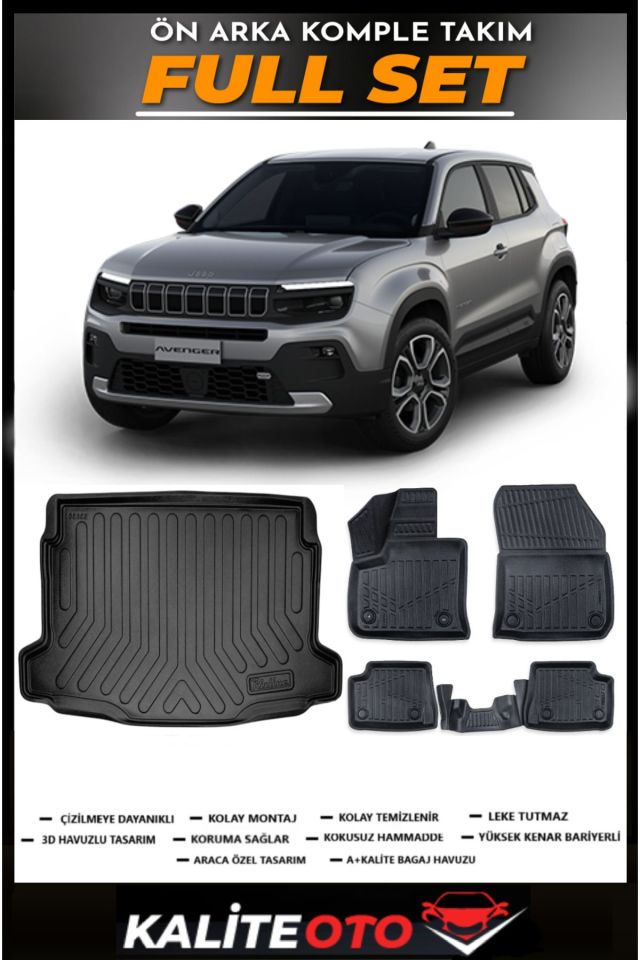 Jeep Avanger Elektrikli Üst Bagaj Havuzu+4.5D Havuzlu Paspas Seti 2025 Model
