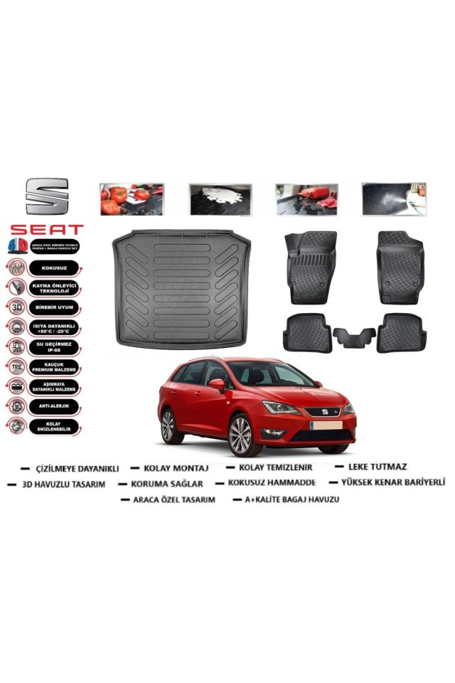 Seat İbiza SW 2017 Model Bagaj Havuzu Araca Özel Paspas Takımı Prrox