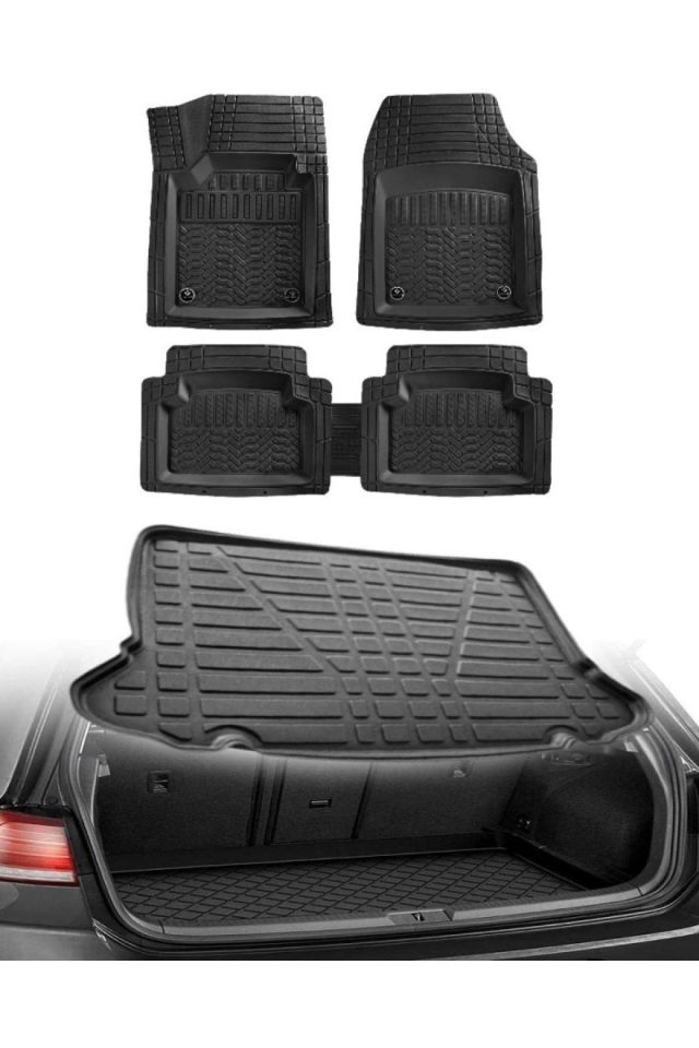 Honda Civic Sedan 2001-2005 3d Bagaj Havuzu+3d Maximum Siyah Havuzlu Paspas Gri Kromajlı