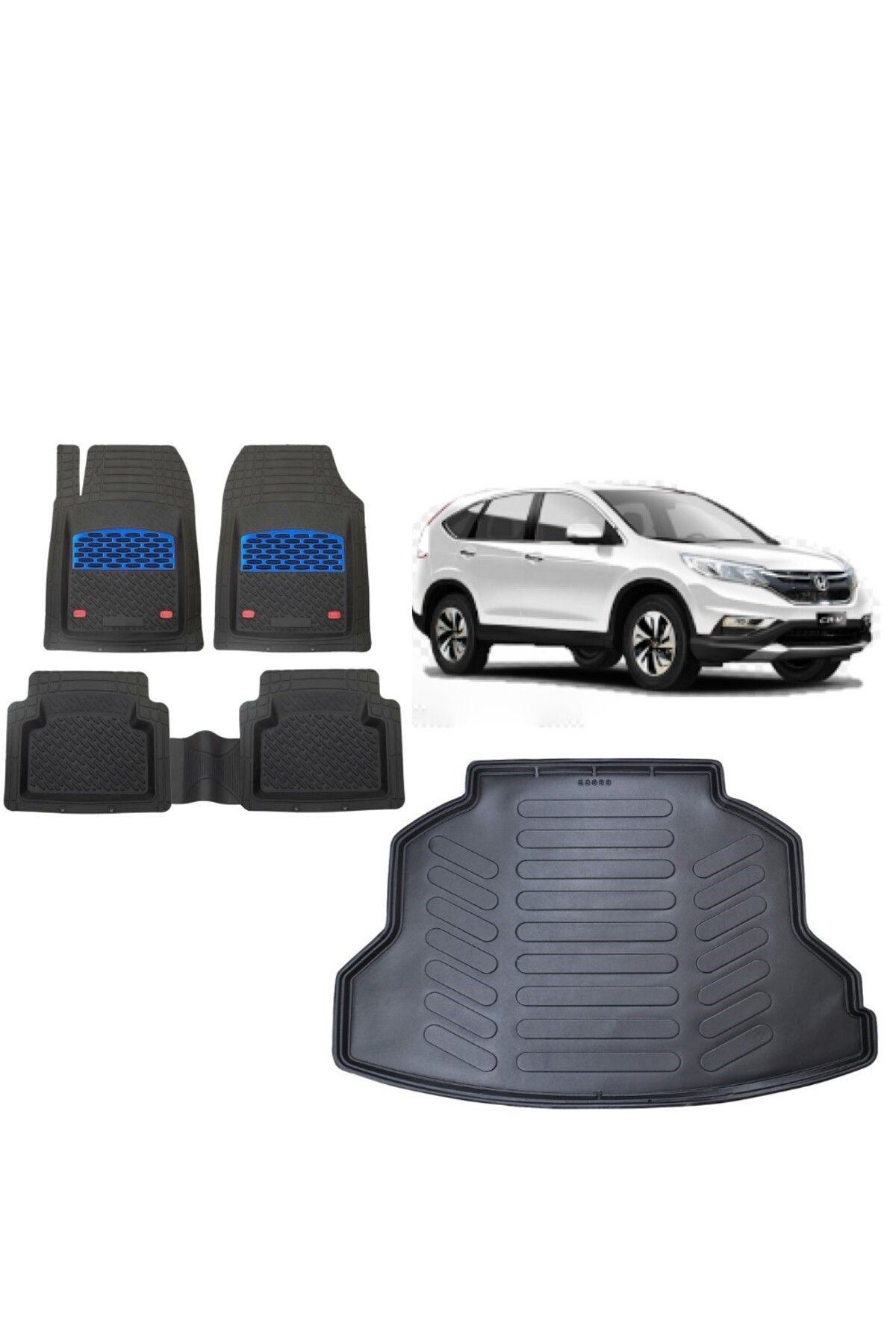 Honda CR-V 2013 Model 3D Bagaj Havuzu+3D Havuzlu Safir Mavi Kromluu Paspas