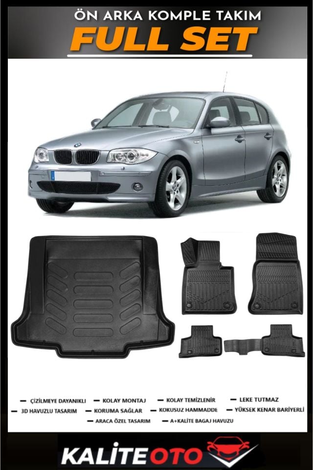 Bmw 1 Serisi E87 Uyumlu 2004-2010 Bagaj Havuzu+4.5D Havuzlu Paspas Seti