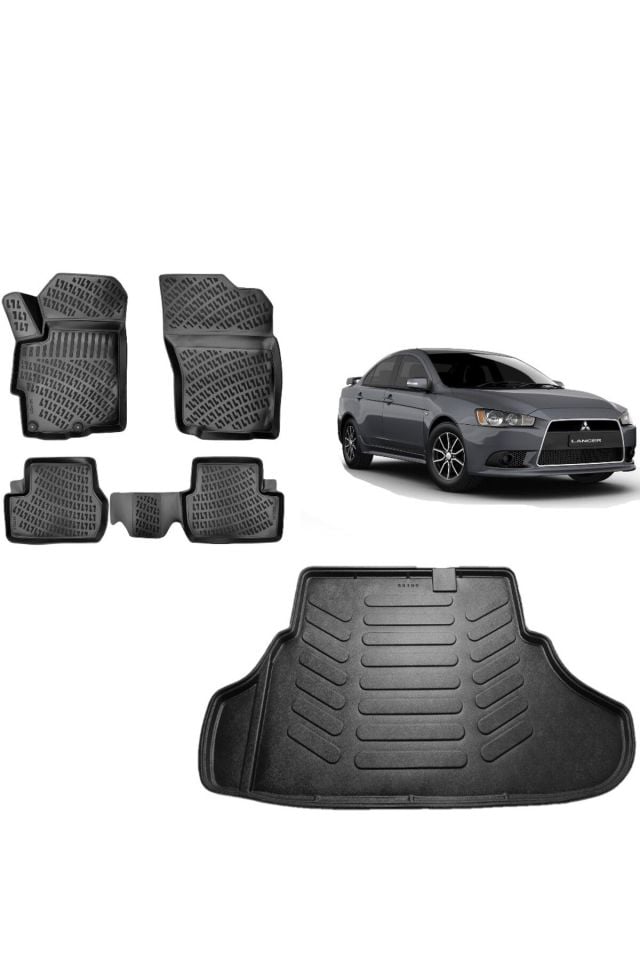 Mitsubishi Lancer 2014 Model 3D Bagaj Havuzu+3D Havuzlu Araca Özel Paspas Takımı