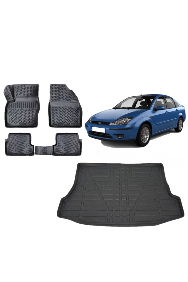 Focus 1 Sedan 2000 Model 3D Bagaj Havuzu+3D Havuzlu Araca Özel Paspas Takımı