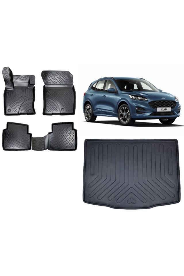 Kuga 2021 Model 3D Bagaj Havuzu+3D Havuzlu Araca Özel Paspas Takımı
