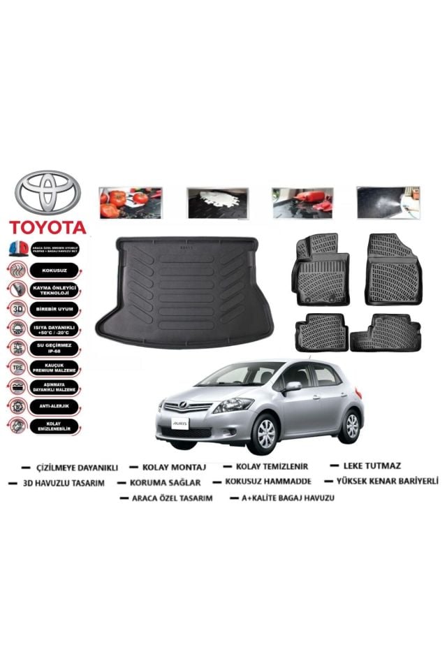 Toyota Auris 2008 Model Bagaj Havuzu Araca Özel Paspas Takımı Prrox