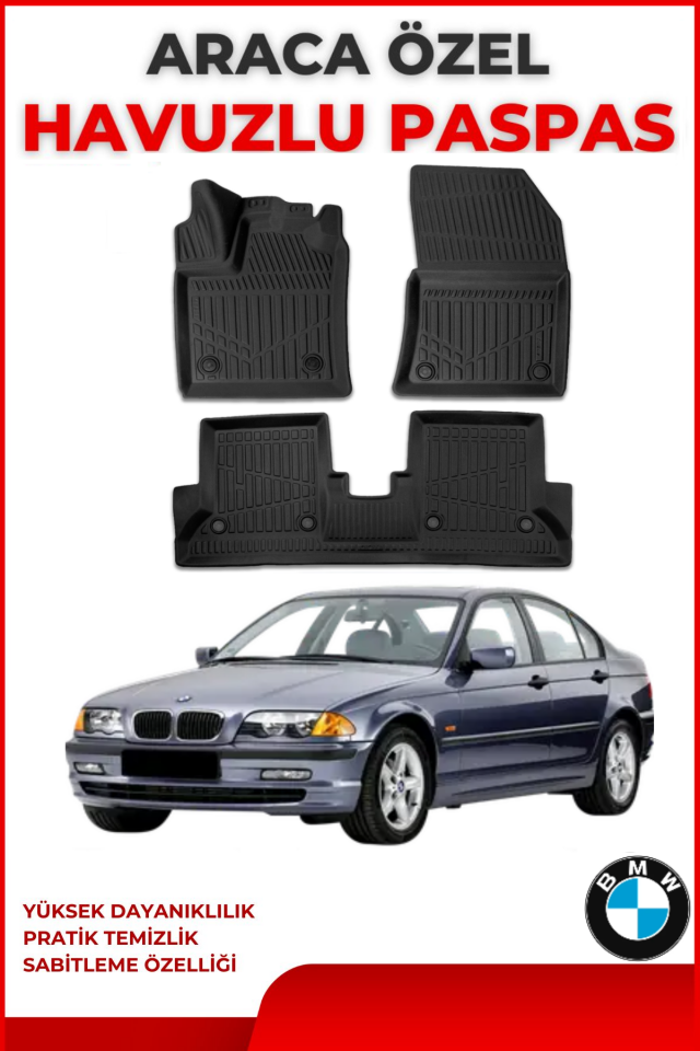 Bmw E46 1997-2006  4.5D Plus Havuzlu Siyah Paspas Takımı Yumuşak