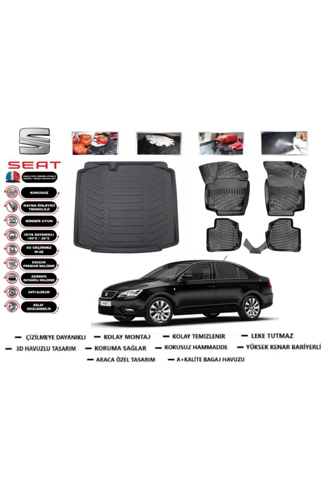 Seat Toledo Sedan 2014 Model Bagaj Havuzu Araca Özel Paspas Takımı Prrox