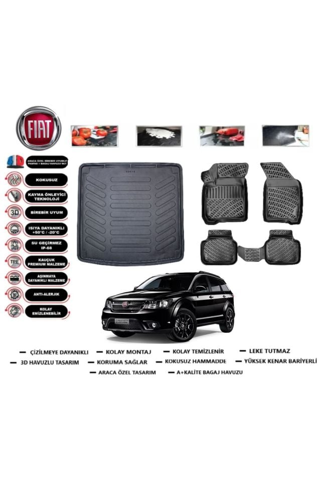 Fiat Freemont 2011 Model Bagaj Havuzu Araca Özel Paspas Takımı Prrox
