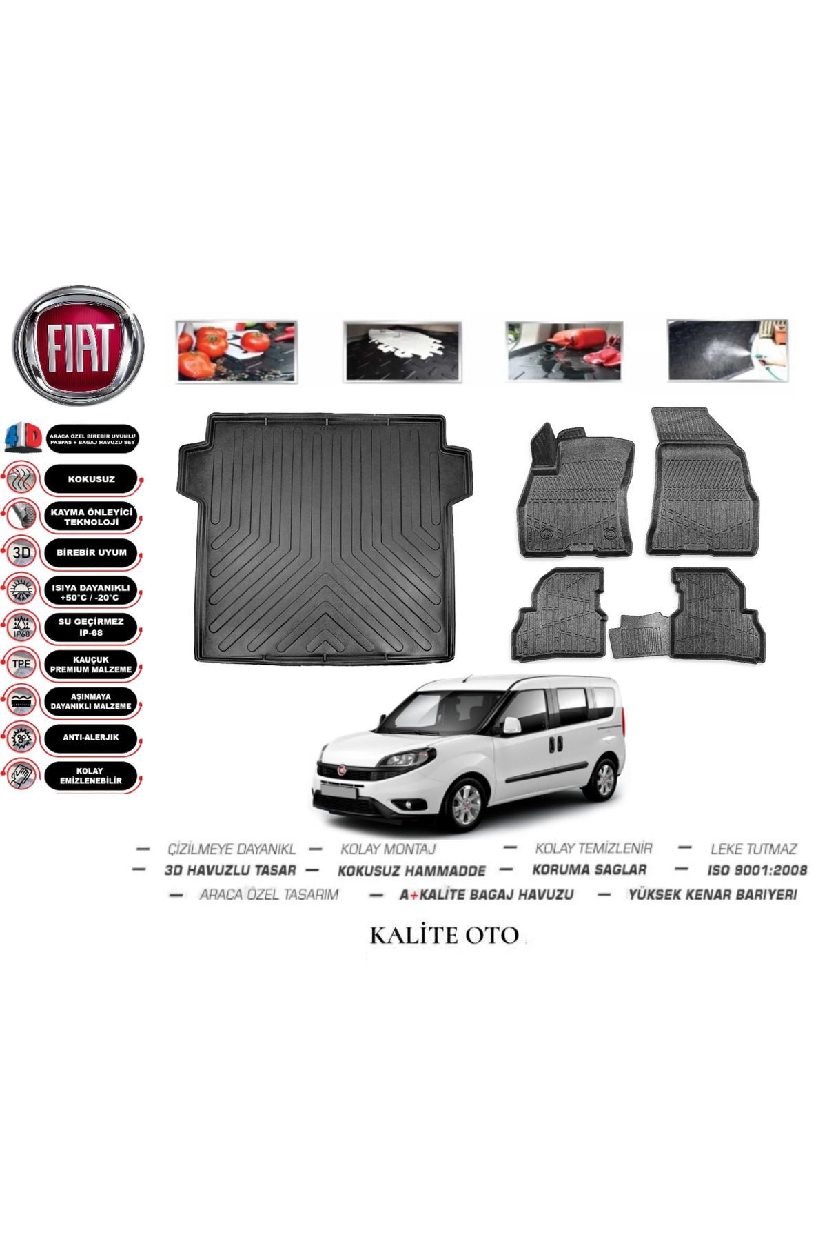 Fiat Doblo 2011 Model Maxi 3D Bagaj Havuzu+4D Havuzlu Paspas Setii