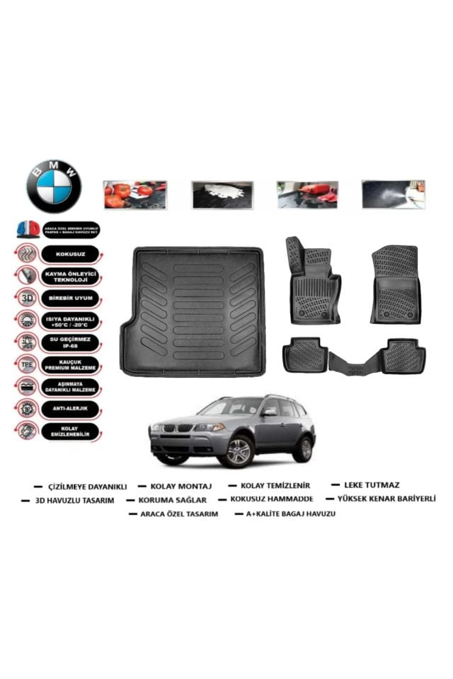 Bmw X3 2008 Model Bagaj Havuzu Araca Özel Paspas Takımı Prrox