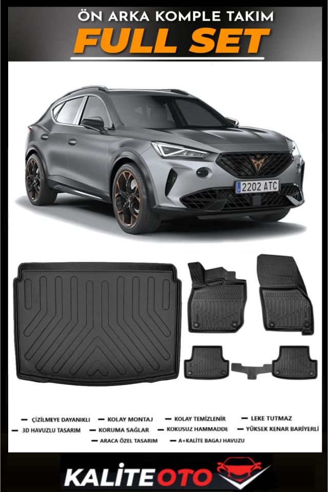 Cupra Formentor Alt Bagaj Havuzu+4.5D Havuzlu Paspas Seti 2020 Model
