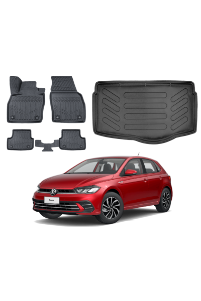 Polo 2022 Sonrası 3D Alt Bagaj Havuzu+3D Araca Özel Paspas Takımı Luxury Serisi