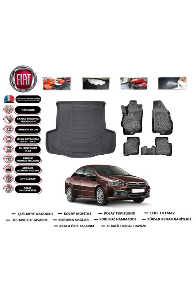 Fiat Linea 2017 Model Bagaj Havuzu Araca Özel Paspas Takımı Prrox