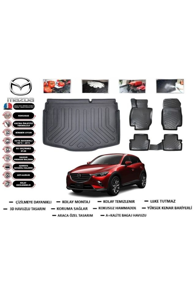 Mazda CX3 2019 Model Bagaj Havuzu Araca Özel Paspas Takımı Prrox
