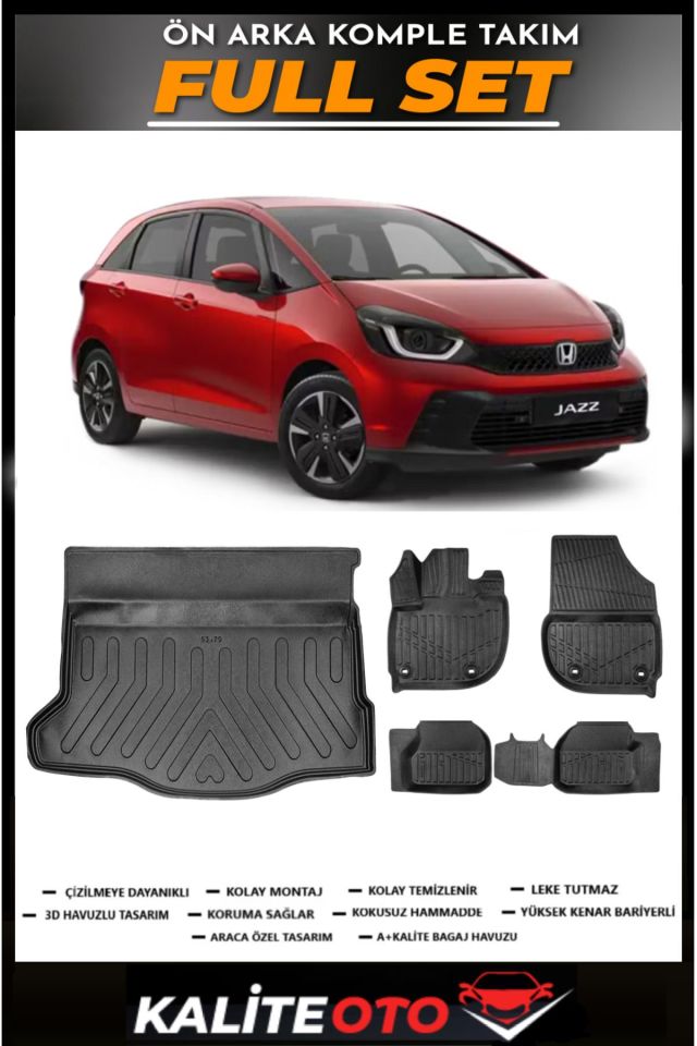 Honda Jazz Bagaj Havuzu+4.5D Havuzlu Paspas Seti 2025 Model