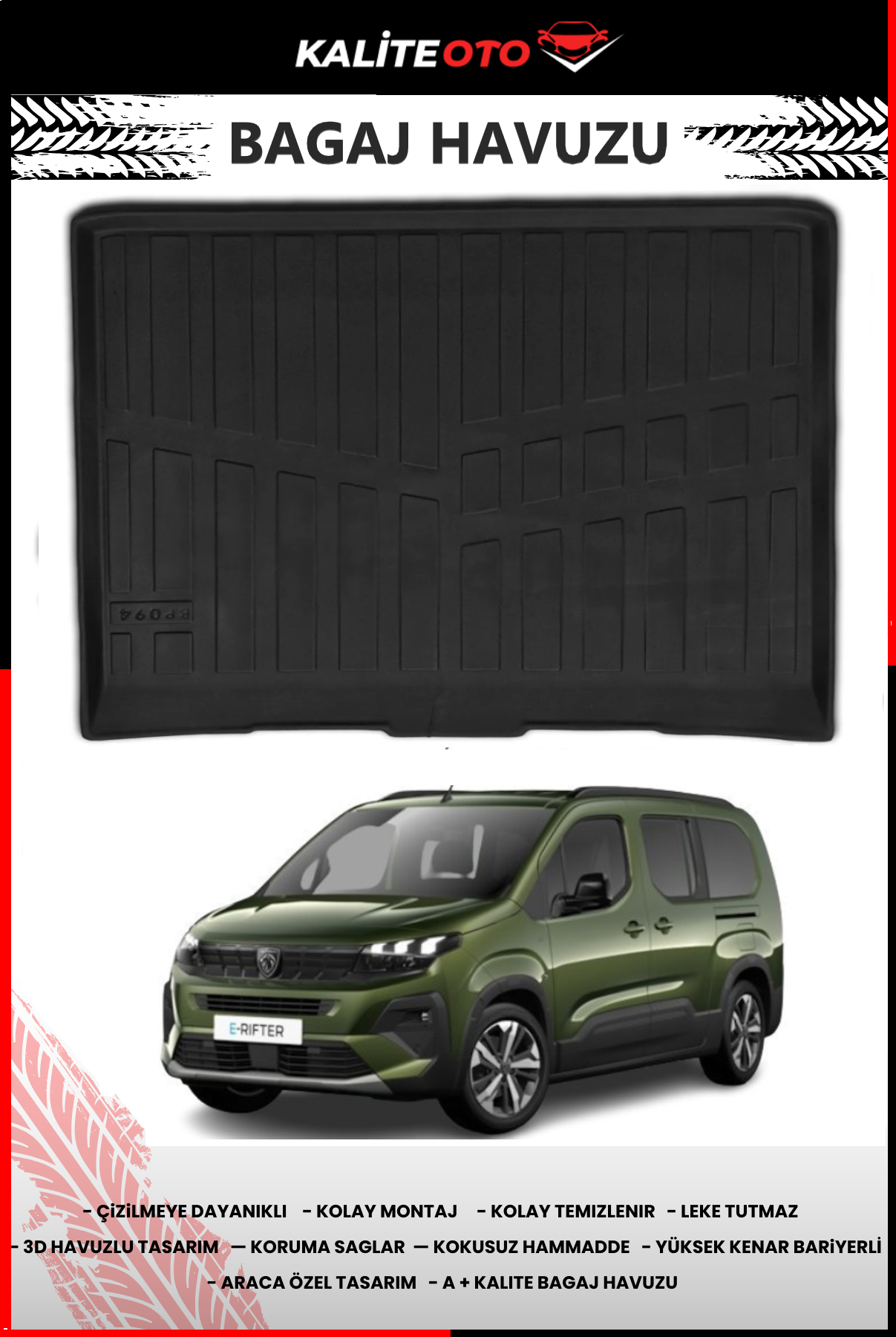 Peugeot Rifter 2019 Ve Sonrası 4D Bagaj Havuzu