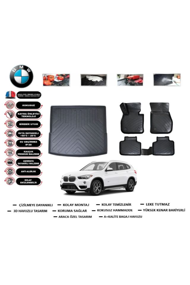 Bmw X1 2016 Model Bagaj Havuzu Araca Özel Paspas Takımı Prrox