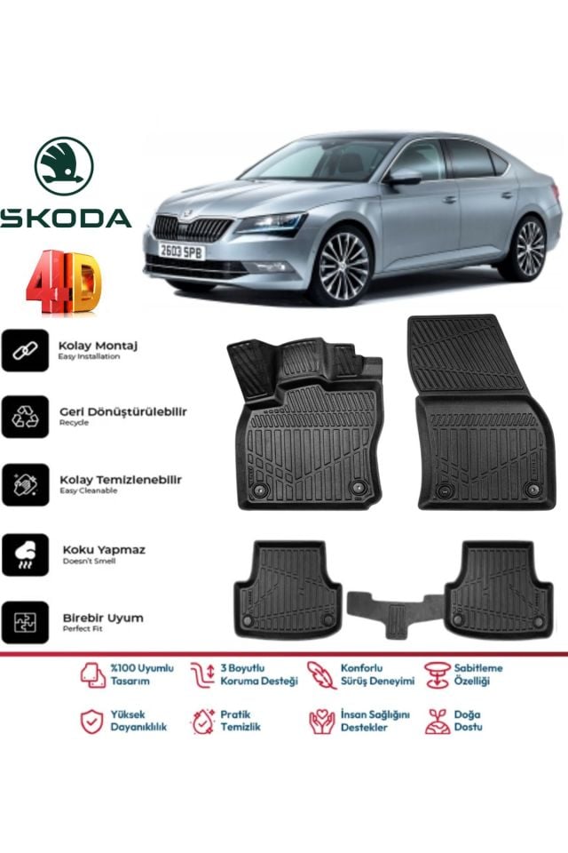 Skoda SuperB 2020 Model 4D Havuzlu Paspas