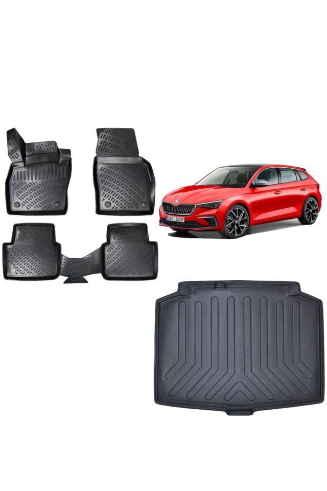 Skoda Scala 2023 Model 3D Bagaj Havuzu+3D Havuzlu Araca Özel Paspas Takımı