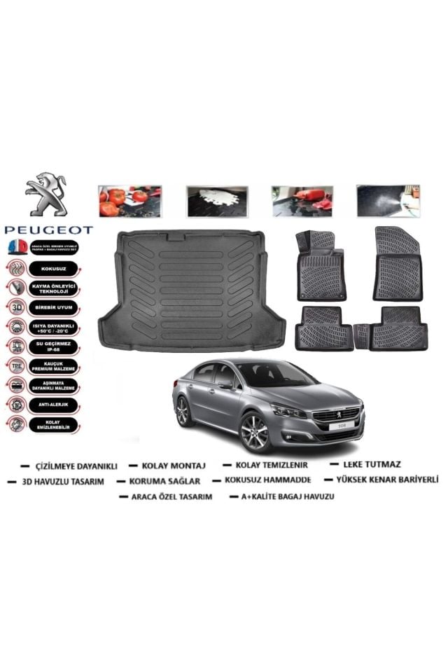 Peugeot 508 2016 Model Acsses Bagaj Havuzu Araca Özel Paspas Takımı Prrox