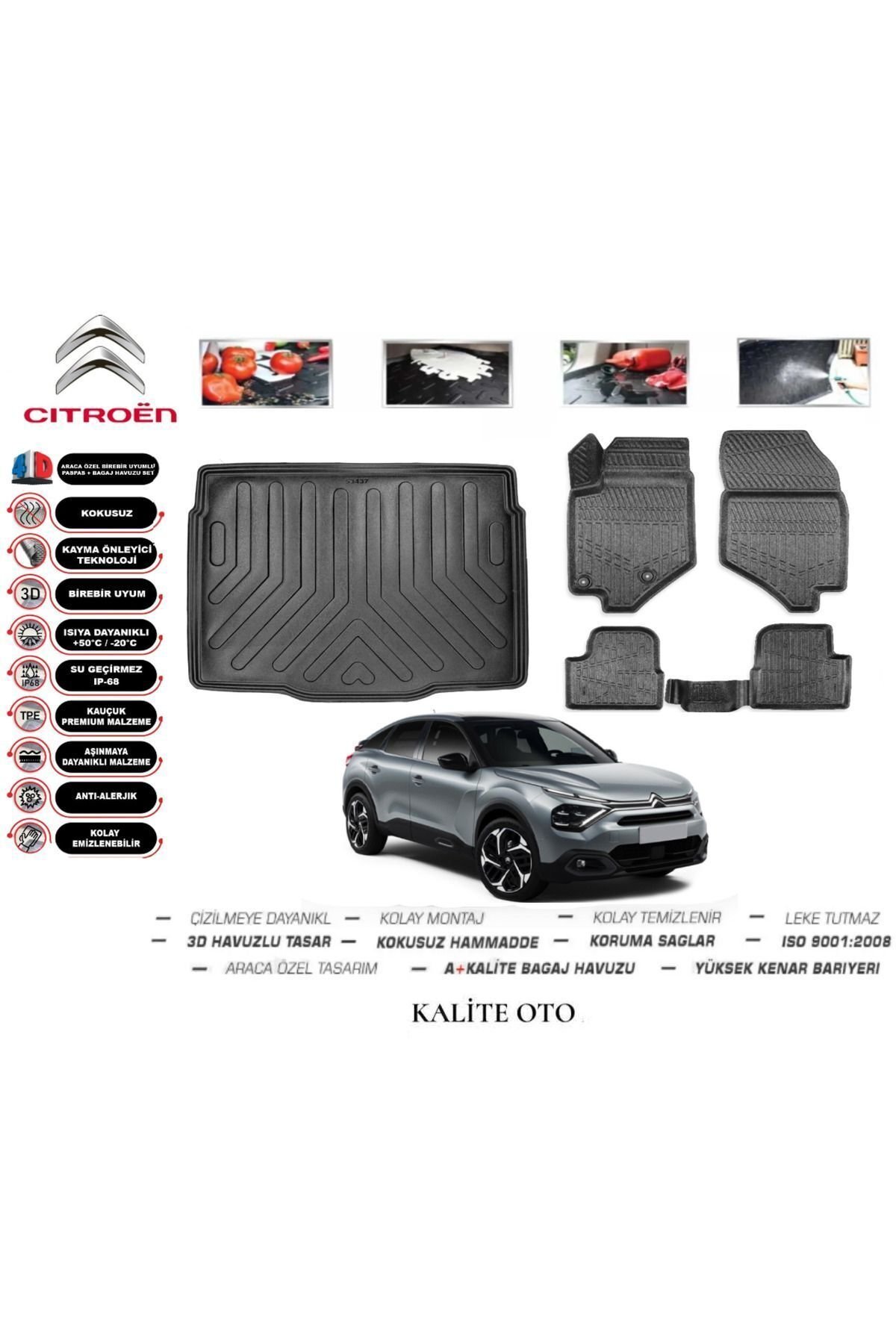 Citroen C4 2025 Ve Sonrası 3D Bagaj Havuzu+4D Havuzlu Paspas Seti(Hybrid)