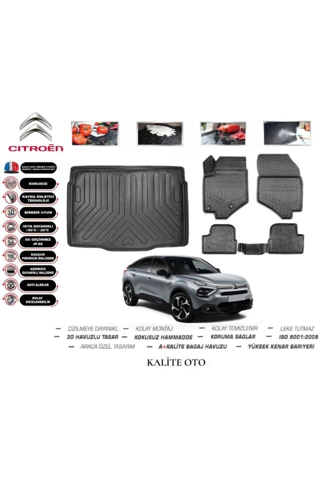 Citroen C4 2025 Ve Sonrası 3D Bagaj Havuzu+4D Havuzlu Paspas Seti(Hybrid)