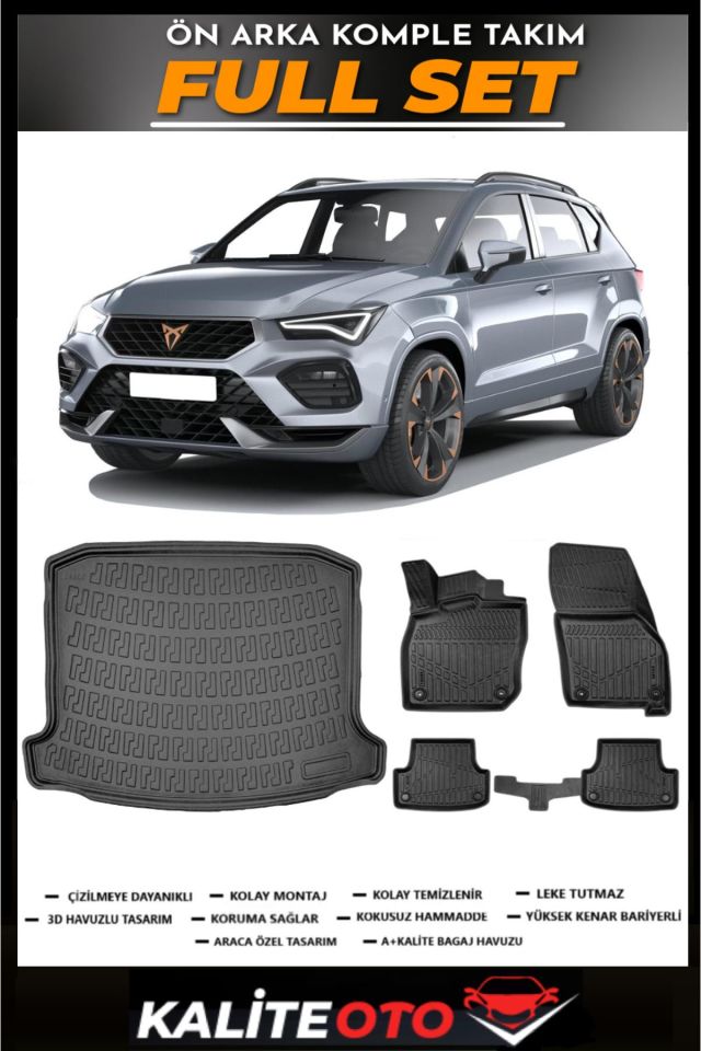 Cupra Ateca Bagaj Havuzu+4.5D Havuzlu Paspas Seti 2022 Model