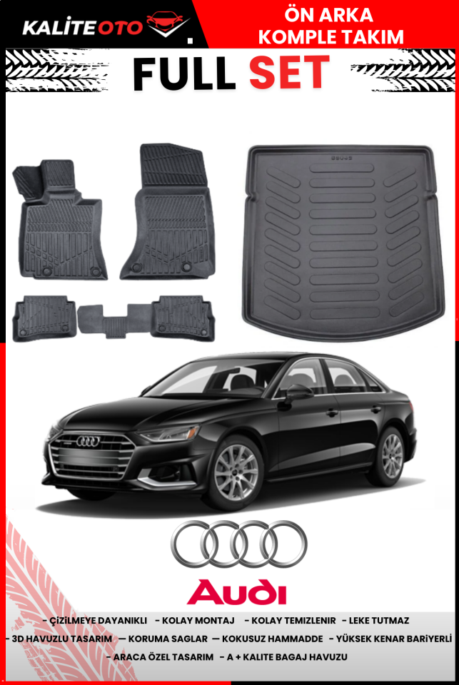 Audi A4 2015 Sonrası Bagaj Havuzu+4.5D Havuzlu Paspas Seti