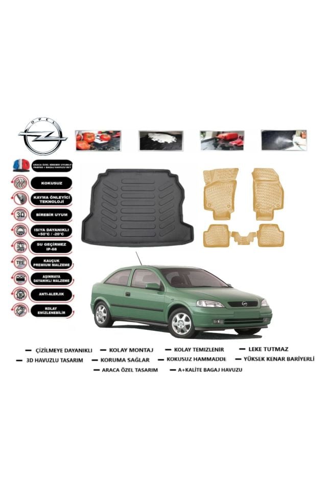 Opel Astra G Sedan 1999 Model Bagaj Havuzu+Araca Özel Bej Paspas Takımı Flex
