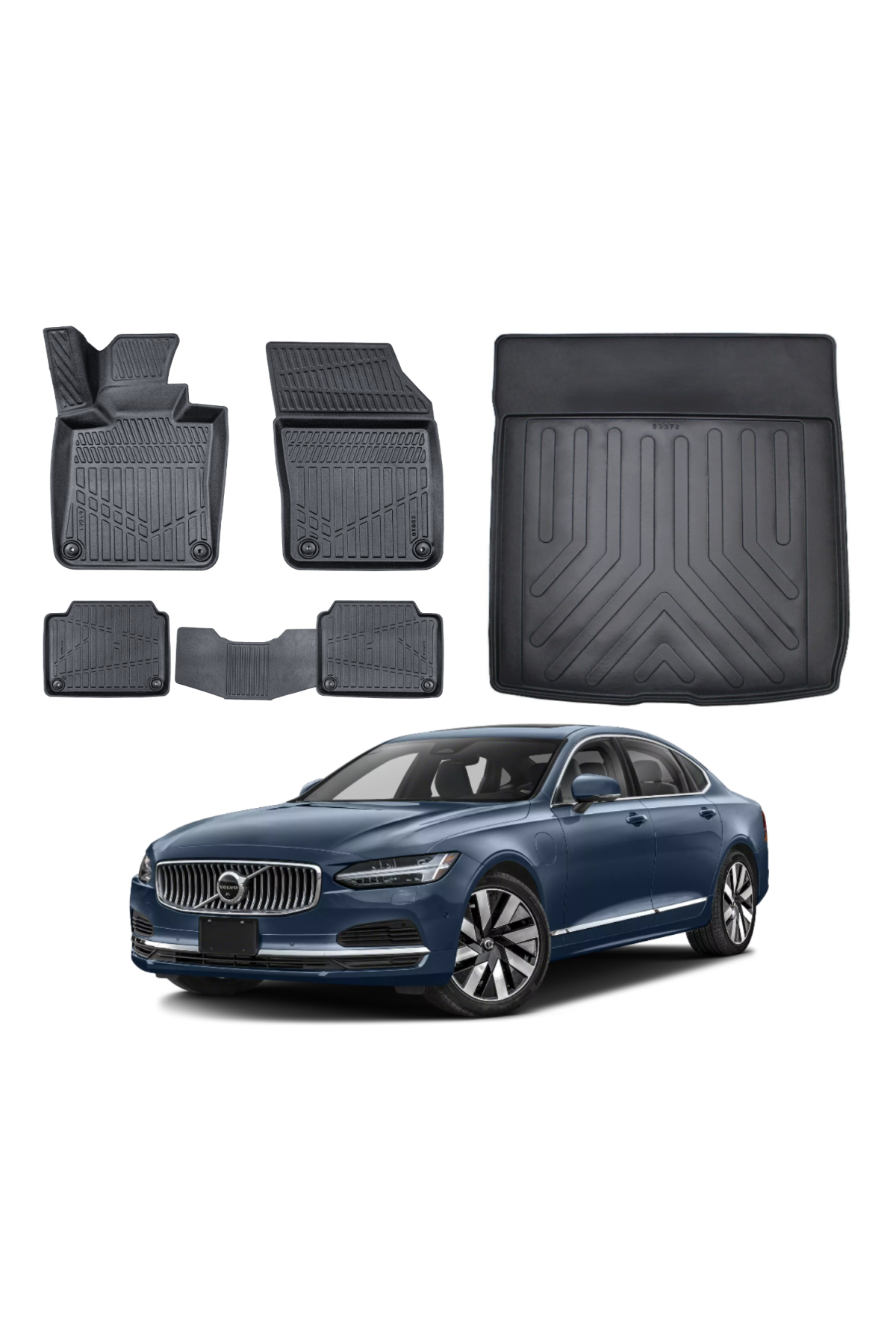 Volvo S90 2016 Sonrası 3D Bagaj Havuzu+3D Araca Özel Paspas Takımı Luxury Serisi