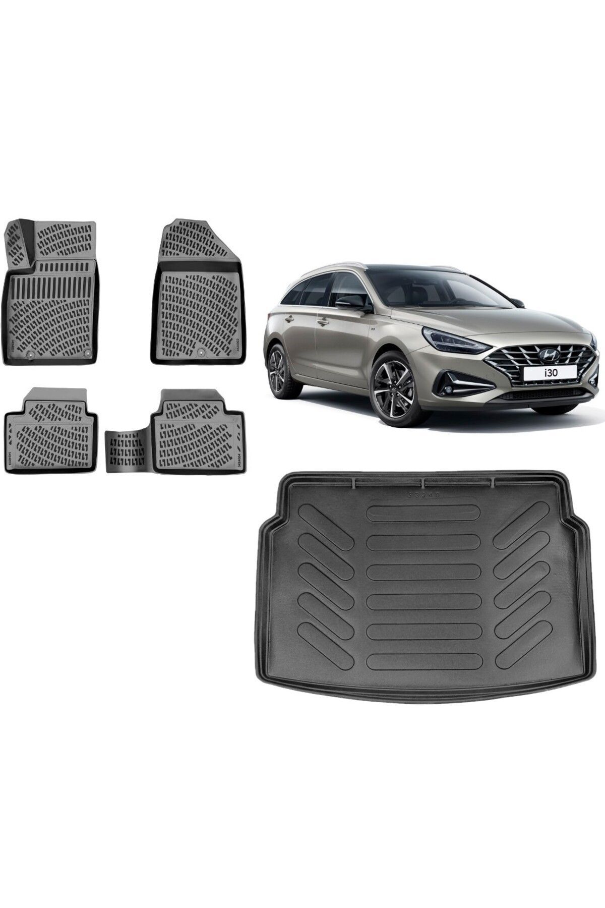 Hyundai i30 2021 Üst Kademe Bagaj Havuzu+3D Havuzlu Araca Özel Paspas Takımı