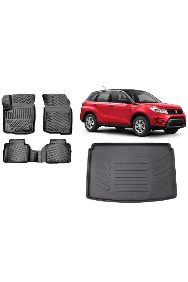 Suzuki Vitara 2017 Model ÜST 3D Bagaj Havuzu+3D Havuzlu Araca Özel Paspas Takımı