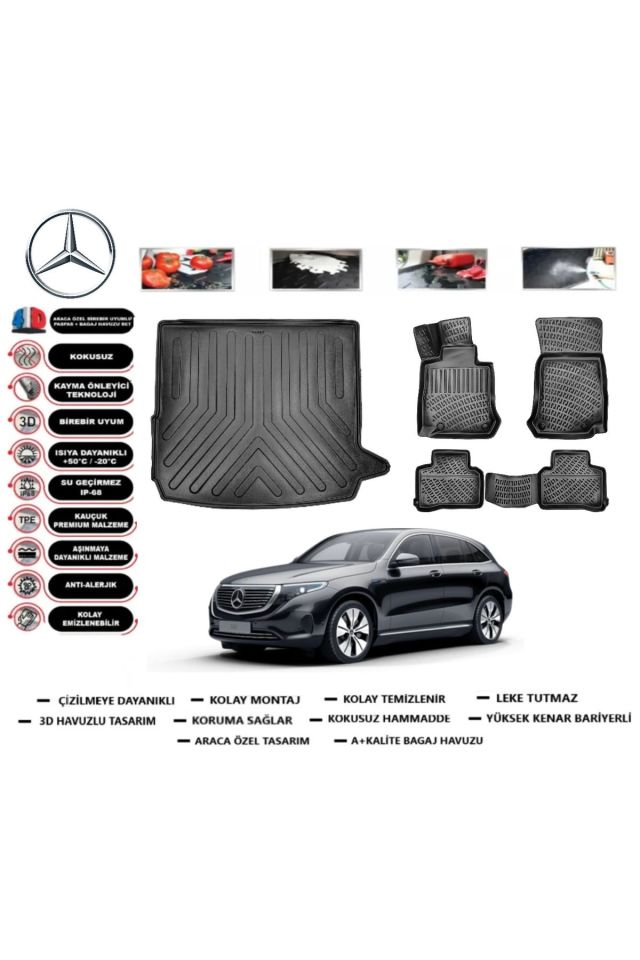 Mercedes EQC 2024 Model Bagaj Havuzu Araca Özel Paspas Takımı Prrox