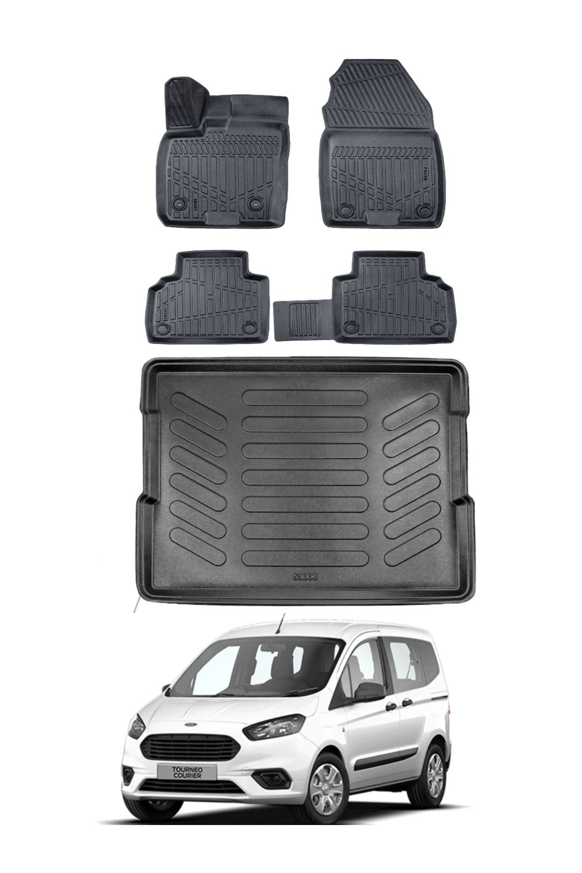 Ford Courier 2014 Model Bagaj Havuzu Araca Özel Siyah Paspas Takımı