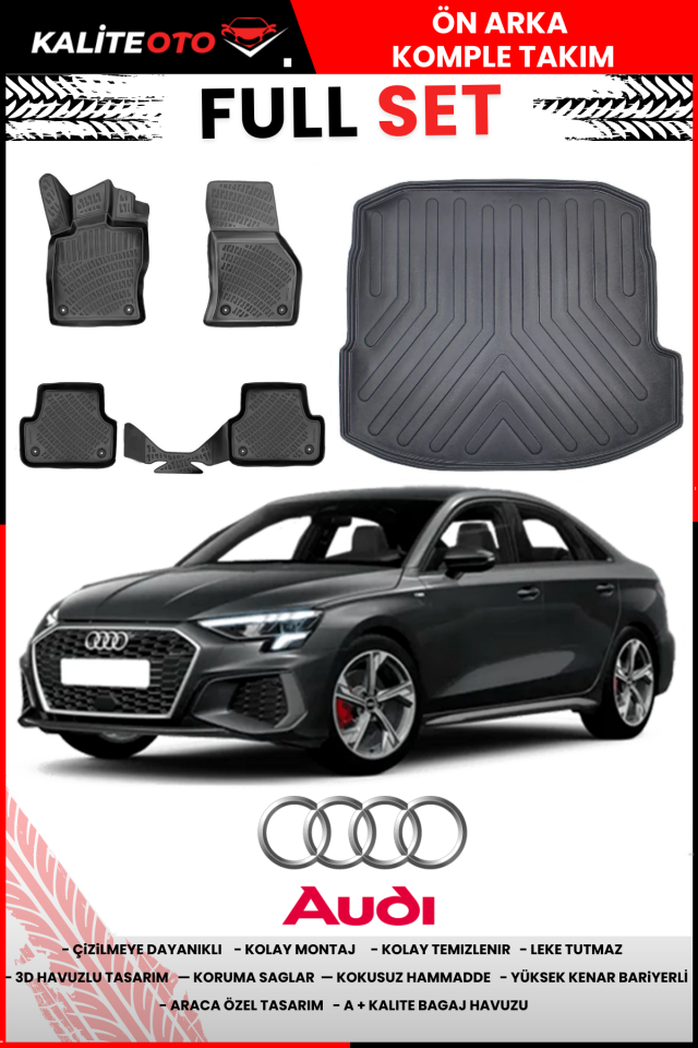 Audi A3 Sedan 2020 Sonrası Bagaj Havuzu Araca Özel Paspas Takımı