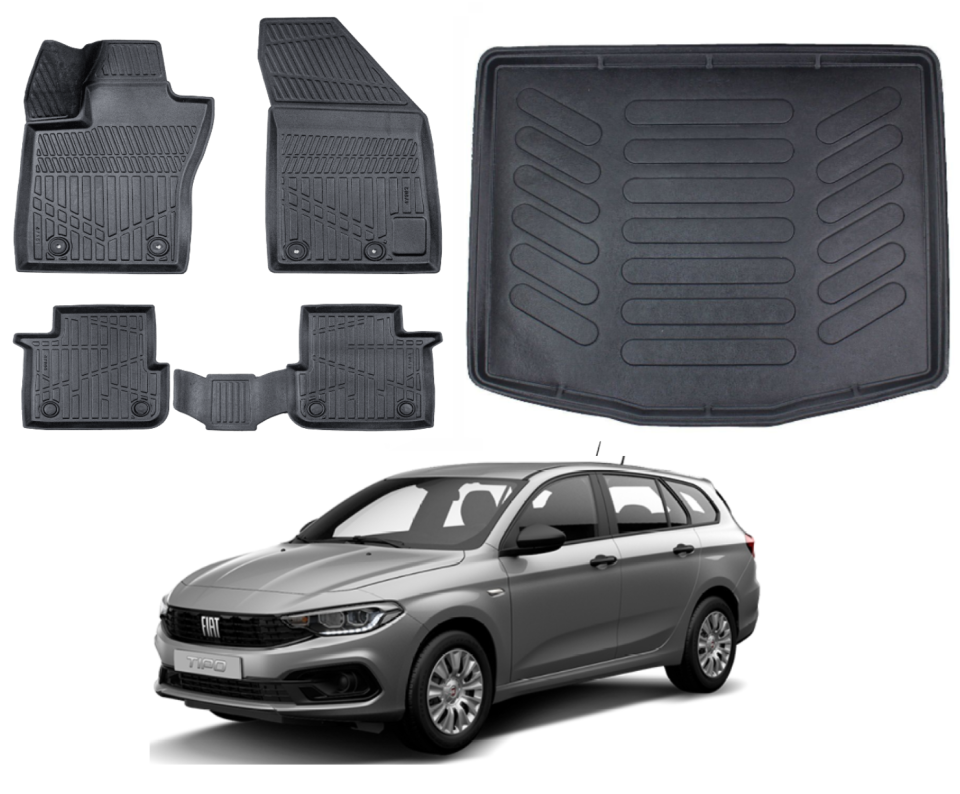Fiat Egea STW 2015 Sonrası 3D Alt Bagaj Havuzu+3D Araca Özel Paspas Takımı Luxury Serisi