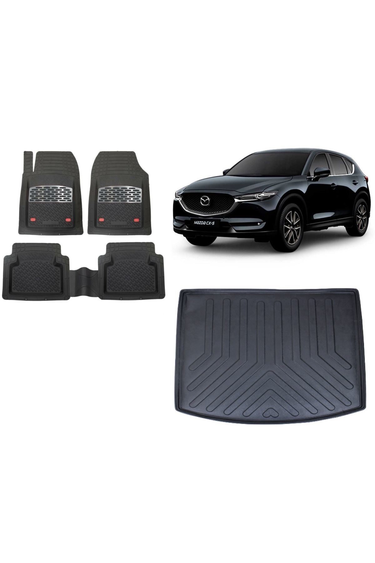 Mazda CX5 2017 Model 3D Bagaj Havuzu+3D Havuzlu Safir Karbon Kromlu Paspas