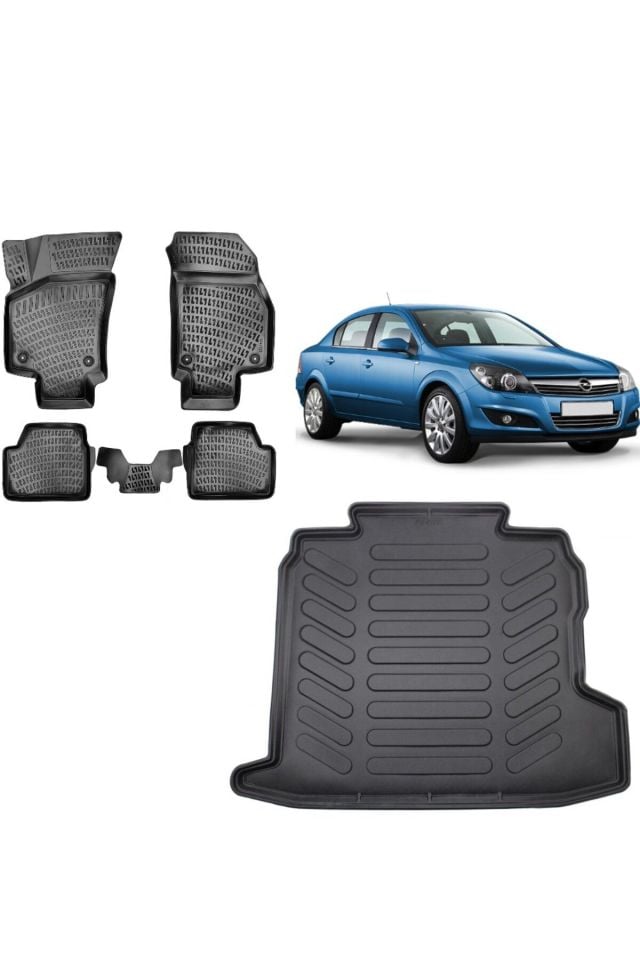 Opel Astra H Sedan 2010 Model 3D Bagaj Havuzu+3D Havuzlu Araca Özel Paspas Takımı